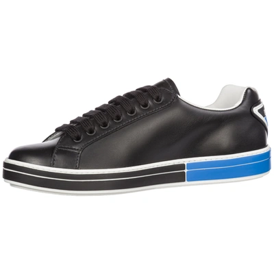 Shop Prada Men's Shoes Leather Trainers Sneakers In Black