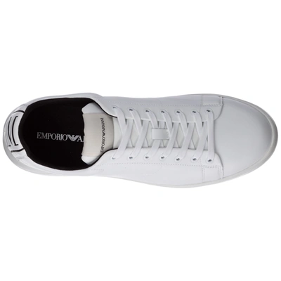 Shop Emporio Armani Men's Shoes Leather Trainers Sneakers In White