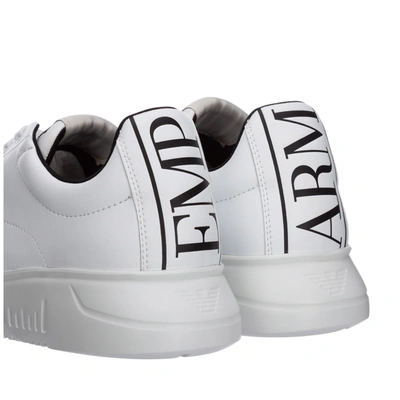 Shop Emporio Armani Men's Shoes Leather Trainers Sneakers In White