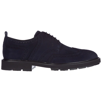 Shop Tod's Men's Classic Suede Lace Up Laced Formal Shoes Derby In Blue