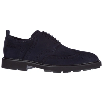 Shop Tod's Men's Classic Suede Lace Up Laced Formal Shoes Derby In Blue