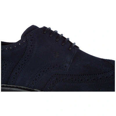 Shop Tod's Men's Classic Suede Lace Up Laced Formal Shoes Derby In Blue