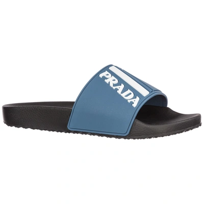 Shop Prada Men's Slippers Sandals Rubber In Blue