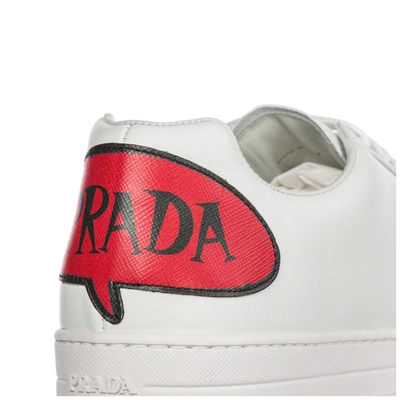 Shop Prada Men's Shoes Leather Trainers Sneakers In White
