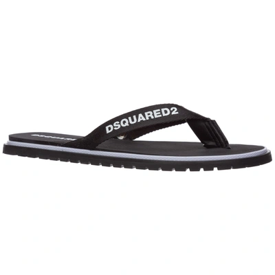 Shop Dsquared2 Men's Rubber Flip Flops Sandals   Carioca In Black