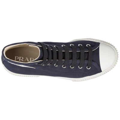 Shop Prada Men's Shoes High Top Trainers Sneakers In Blue