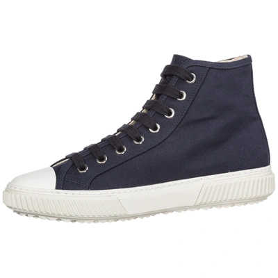 Shop Prada Men's Shoes High Top Trainers Sneakers In Blue