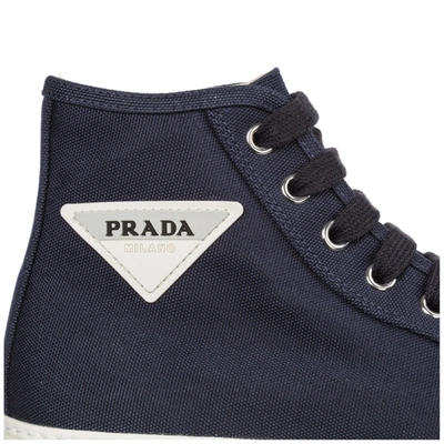 Shop Prada Men's Shoes High Top Trainers Sneakers In Blue