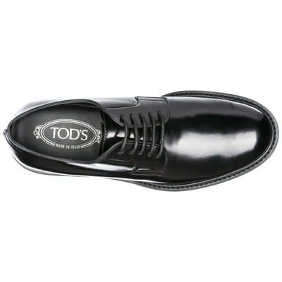 Shop Tod's Men's Classic Leather Lace Up Laced Formal Shoes Derby In Black