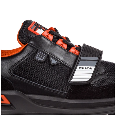 Shop Prada Men's Shoes Suede Trainers Sneakers Mechano In Black