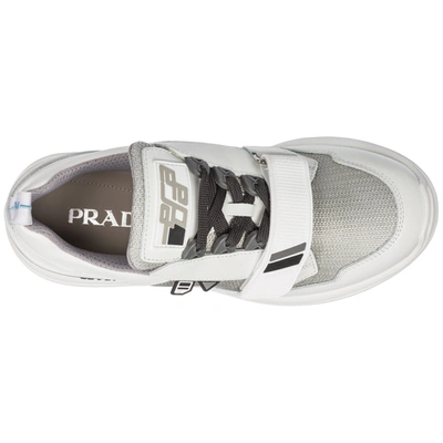 Shop Prada Men's Shoes Leather Trainers Sneakers Wrk In White