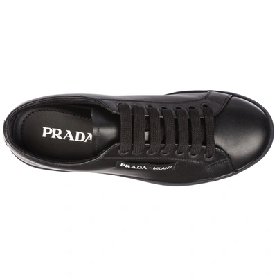 Shop Prada Men's Shoes Leather Trainers Sneakers In Black