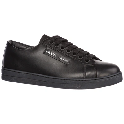 Shop Prada Men's Shoes Leather Trainers Sneakers In Black