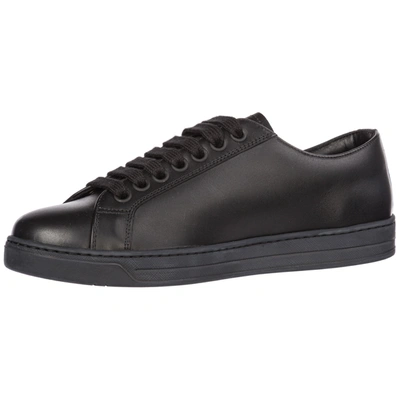 Shop Prada Men's Shoes Leather Trainers Sneakers In Black