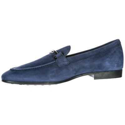 Shop Tod's Men's Leather Loafers Moccasins  Double T In Blue