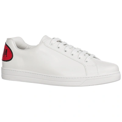 Shop Prada Men's Shoes Leather Trainers Sneakers In White