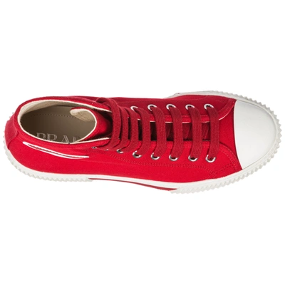 Shop Prada Men's Shoes High Top Trainers Sneakers In Red