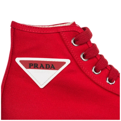 Shop Prada Men's Shoes High Top Trainers Sneakers In Red