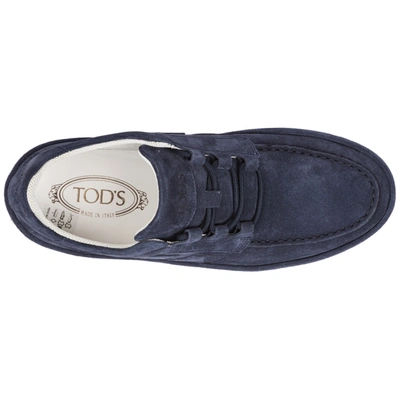 Shop Tod's Men's Shoes Suede Trainers Sneakers In Blue