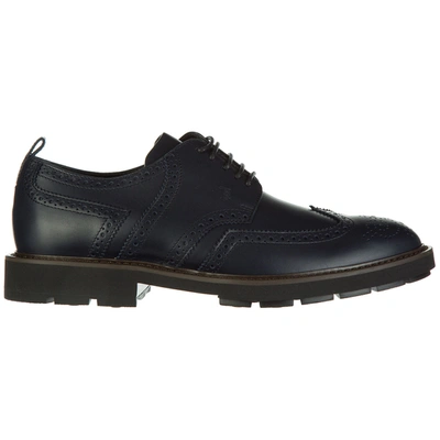 Shop Tod's Men's Classic Leather Lace Up Laced Formal Shoes Derby In Blue