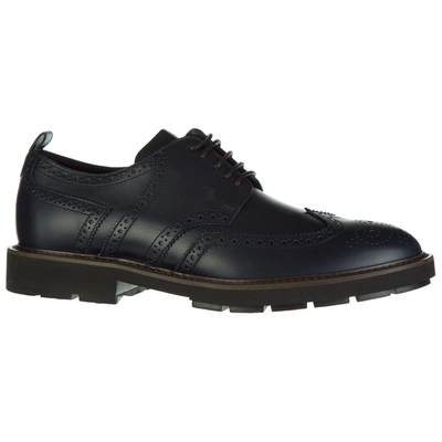 Shop Tod's Men's Classic Leather Lace Up Laced Formal Shoes Derby In Blue