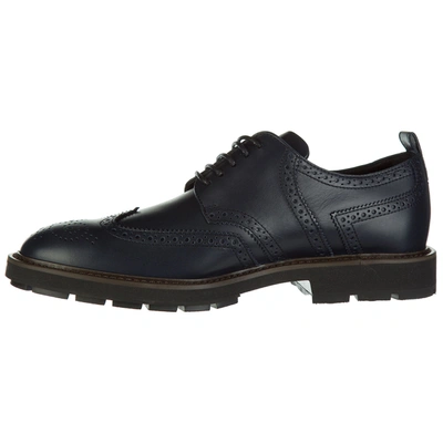 Shop Tod's Men's Classic Leather Lace Up Laced Formal Shoes Derby In Blue