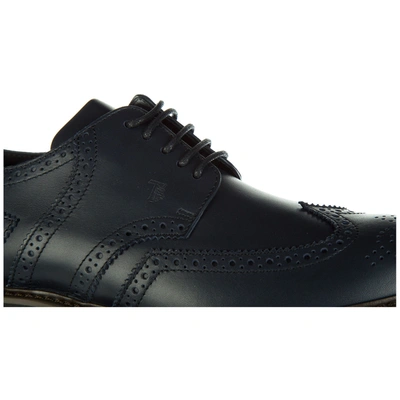 Shop Tod's Men's Classic Leather Lace Up Laced Formal Shoes Derby In Blue