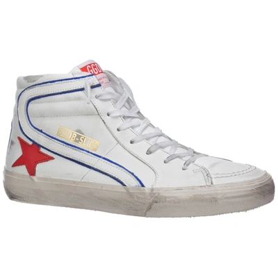 Shop Golden Goose Men's Shoes High Top Leather Trainers Sneakers Slide In White
