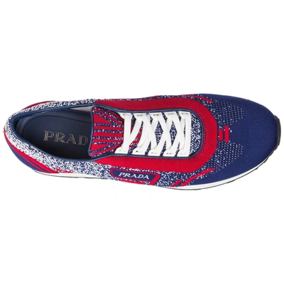 Shop Prada Men's Shoes Cotton Trainers Sneakers In Blue