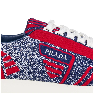 Shop Prada Men's Shoes Cotton Trainers Sneakers In Blue