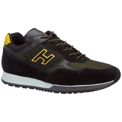 Shop Hogan Men's Shoes Suede Trainers Sneakers H321 In Black