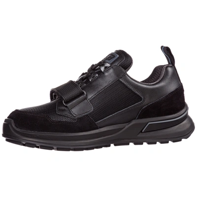 Shop Prada Men's Shoes Leather Trainers Sneakers In Black