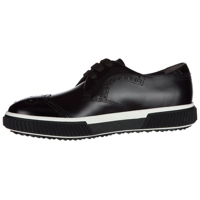 Shop Prada Men's Classic Leather Lace Up Laced Formal Shoes Brogue In Black