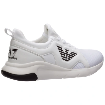 Shop Ea7 Men's Shoes Leather Trainers Sneakers In White