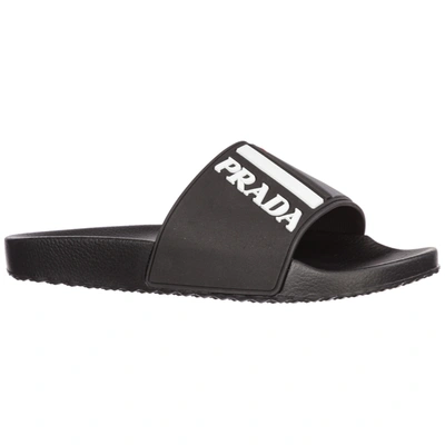 Shop Prada Men's Slippers Sandals Rubber In Black