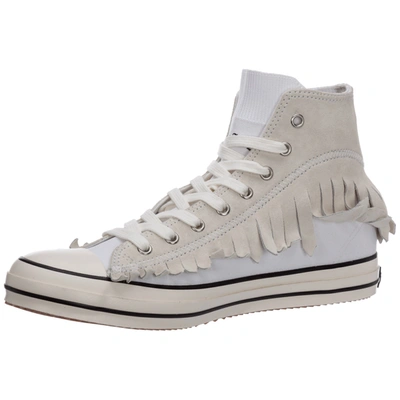 Shop Palm Angels Men's Shoes High Top Suede Trainers Sneakers Fringe In White