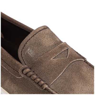 Shop Tod's Men's Suede Loafers Moccasins In Brown