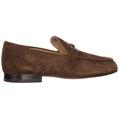 Shop Tod's Men's Suede Loafers Moccasins Doppia T In Brown