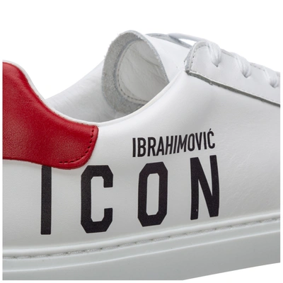 Shop Dsquared2 Men's Shoes Leather Trainers Sneakers Icon  X Ibrahimovic In White