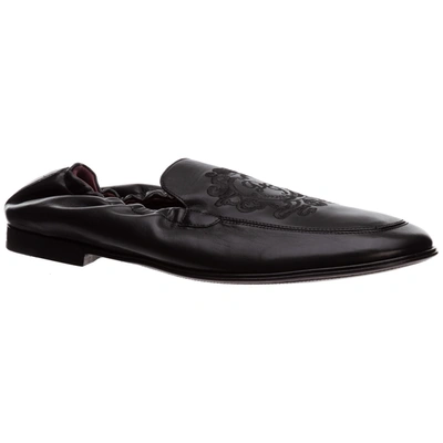 Shop Dolce & Gabbana Men's Leather Loafers Moccasins In Black