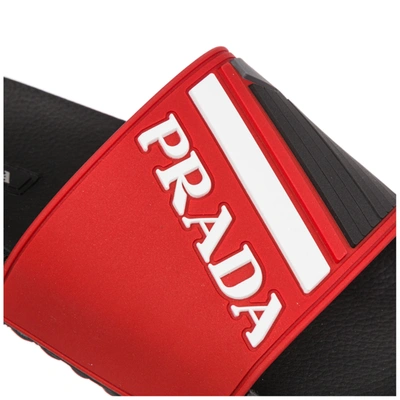 Shop Prada Men's Slippers Sandals Rubber In Red