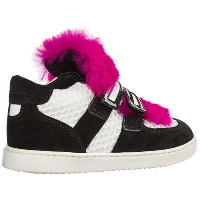 Shop Dolce & Gabbana Girls Shoes Baby Child Suede Leather Sneakers In Black