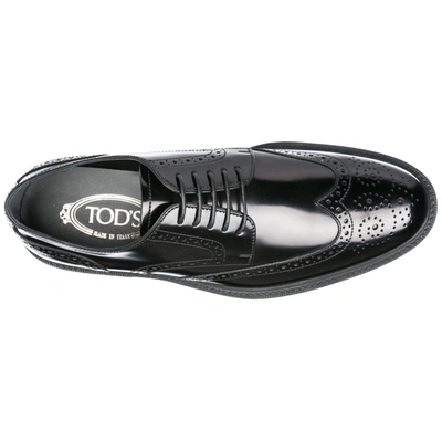 Shop Tod's Men's Classic Leather Lace Up Laced Formal Shoes Derby In Black