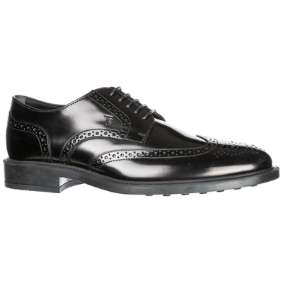 Shop Tod's Men's Classic Leather Lace Up Laced Formal Shoes Derby In Black