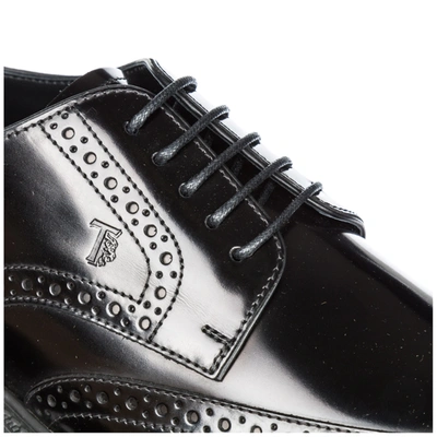 Shop Tod's Men's Classic Leather Lace Up Laced Formal Shoes Derby In Black