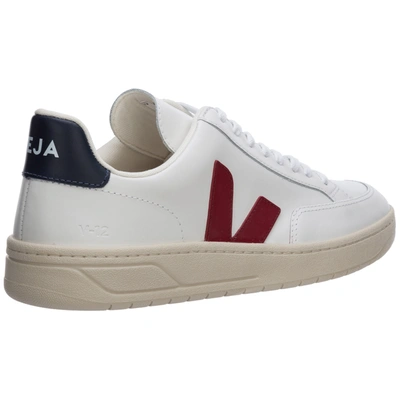 Shop Veja Men's Shoes Leather Trainers Sneakers  V-12 In White