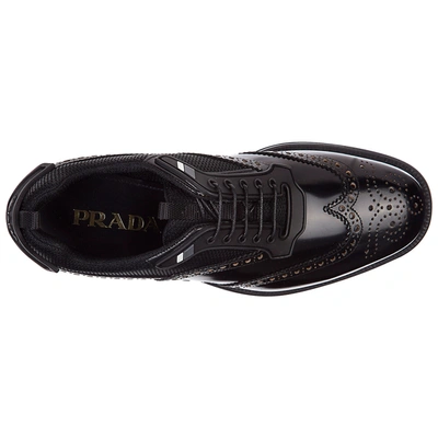 Shop Prada Men's Classic Leather Lace Up Laced Formal Shoes Brogue In Black