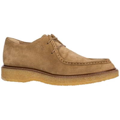 Shop Tod's Men's Classic Suede Lace Up Laced Formal Shoes In Beige