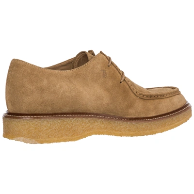 Shop Tod's Men's Classic Suede Lace Up Laced Formal Shoes In Beige