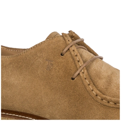 Shop Tod's Men's Classic Suede Lace Up Laced Formal Shoes In Beige